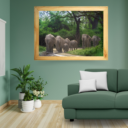 The Herd's Path - Asian Elephant Family, Wooden Photo Art | Limited Edition Wildlife Print
